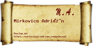 Mirkovics Adrián névjegykártya